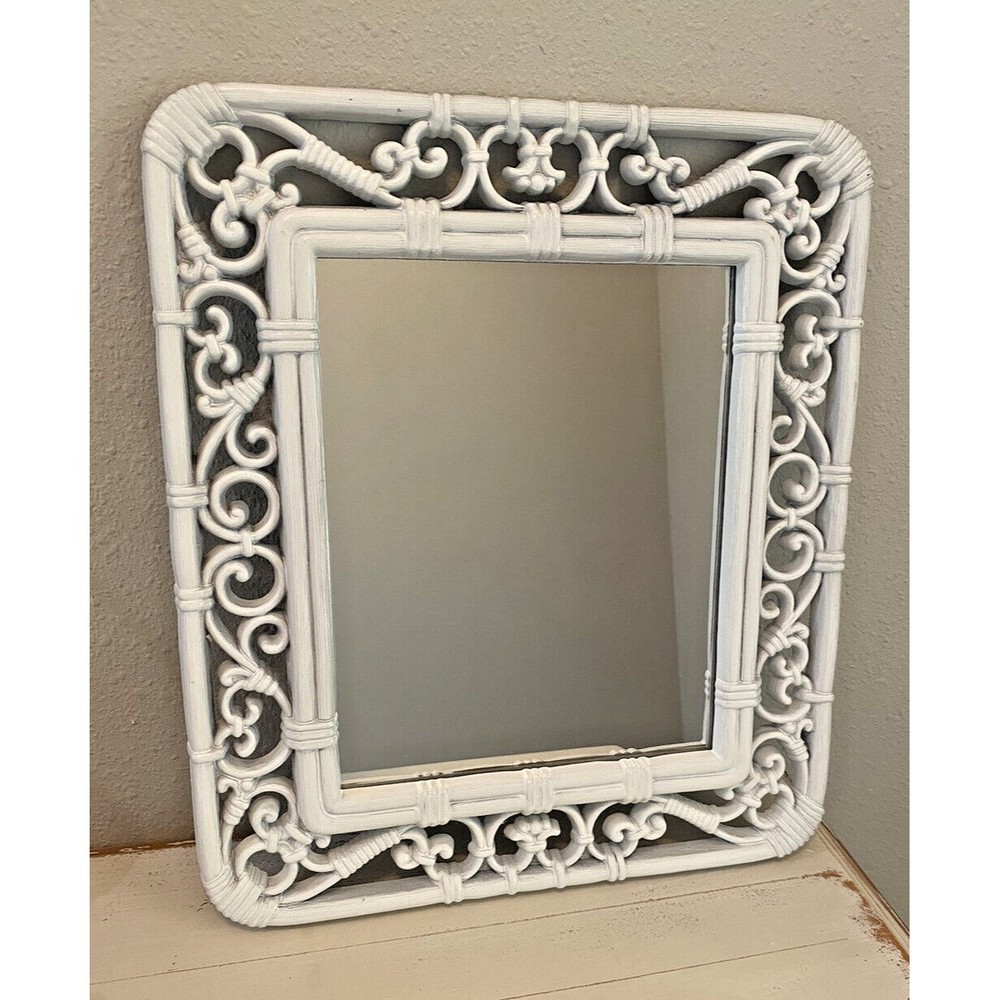 Vintage Mid Century Modern Homco Syroco White Mirror 14.5X12.5 Used
